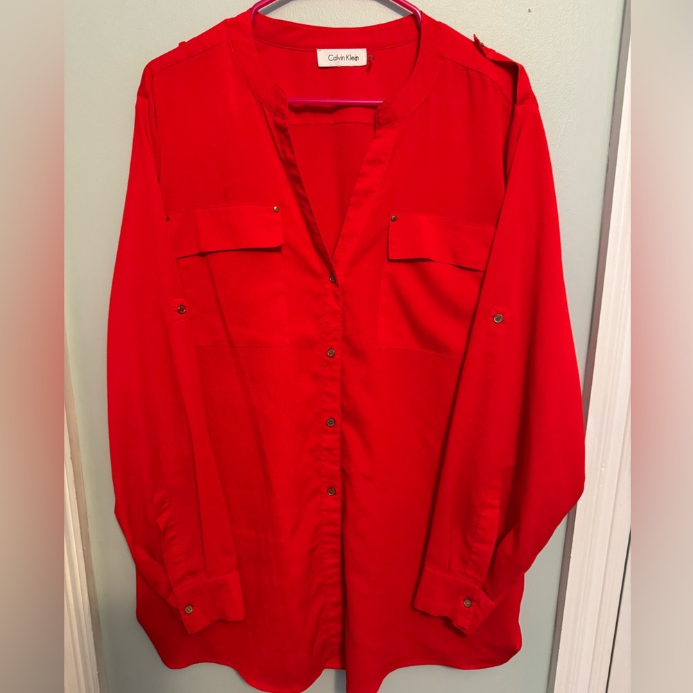 Calvin Klein Red Button-Down Shirt